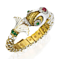 18 Karat Gold, Platinum, Diamond, Colored Stone and Enamel Bangle-Bracelet, David Webb