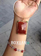 【Boxuan珠宝】天然极品红翡翠方牌吊坠 18K金镶 8.9新品-淘宝网