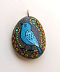 Hand+Painted+Stone+Bird+Pendant+by+ISassiDellAdriatico+on+Etsy,+€20.00