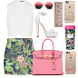 A fashion look from July 2015 featuring white crop top, pencil skirt and white sandals. Browse and shop related looks.