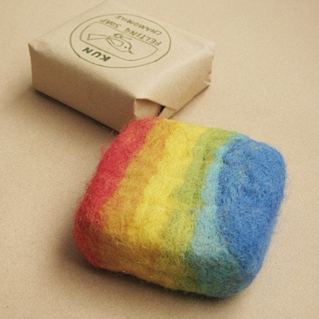 彩虹羊毛毡香皂，是香皂哦~