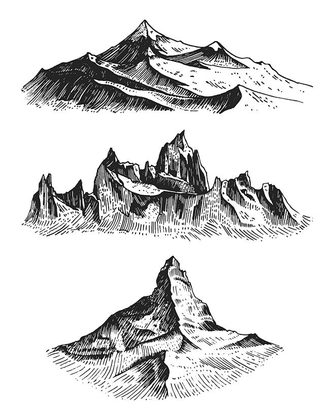 mountain peaks set, ...