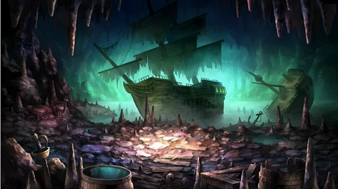 隐秘洞窟内的海盗沉船