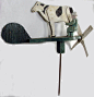 50% off on Saturday only, January 12th, 2013 - 24 hours - Ruby Lane - Vintage Folk Art Man Milking Cow Weathervane Whirligig