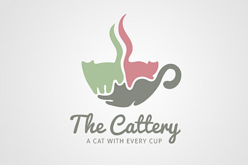 Cat cafe logo : A lo...