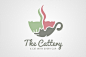 Cat cafe logo : A logo for a fictional cat cafe