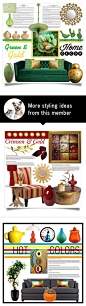 "Green & Gold" by hastypudding on Polyvore featuring interior, interiors, interior design, home, home decor, interior decorating, Kim Salmela, Kevin O'Brien, Mikasa and Casa Cortes: 