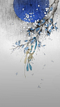 古风花朵伞蓝色H5背景- HTML素材网