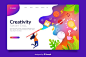 Gradient landing page with drawing person