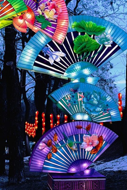 中国传统灯笼财富节上有动物形象的中国灯笼