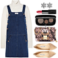 A fashion look from November 2014 featuring blue pinafore dress, turtle neck sweaters and nude heel shoes. Browse and shop related looks.