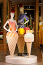 Ice cream cone stands...versatile for any type of store window(Moschino display 2013)