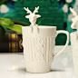 售 蕾丝 毛线浮雕陶瓷咖啡杯 杯子 水杯 马克杯 送勺子