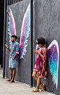 beautiful wings street art and texting