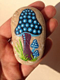 Dot Art Mushroom Painted stone painted rock by CreateAndCherish