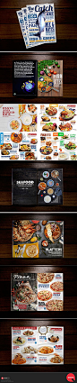 伟大和有趣的菜单设计。 这个菜单通过诱人的照片和快乐的排版显示了餐厅的食物。 Fish＆Co.位于新加坡。 设计Goodfellas：