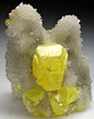 mineralists:

Sulfur on Aragonite Sicily, Italy