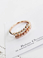 [时光机]韩国饰品 双排水晶亮钻锆石 简洁 玫瑰金戒指 指环 J43-淘宝网