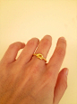 【定制】希腊原创设计师Kostas 纯银镀24k黄金订婚戒指 相思 情结-淘宝网