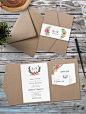 Floral Antler Wedding Invitation is the perfect way to combine stag antlers into your wedding day in a romantic and feminine way. The invitation