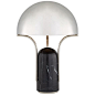 Affinity Medium Dome Table Lamp in White Marble with Antique-Burnished Brass Shade