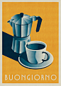 其中可能包括：an image of a coffee maker and cup on a plate with the words buoncinono