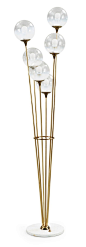 A brass and marble floor lamp, attributed to Stilnovo, Italy 1950's. Height 174 cm