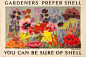 Shell poster number 404, Gardeners Prefer Shell by Sir Cedric Morris. Painting of various bright flowers, including poppies, irises and lilies.