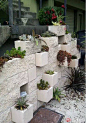 庭院景观水泥砖造景效果图(1)