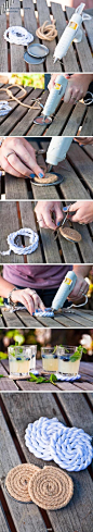 #几分钟手工# 绳子+瓶盖做Zakka风手工杯垫，简单吧？！