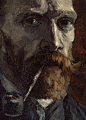 Self-portrait with pipe (detail), van Gogh, 1886