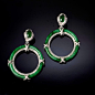 Earrings set with jade and brilliant-cut diamonds COUTURE
