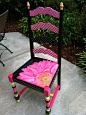 Hand Painted Gerbera Daisy Chair by artbelongseverywhere on Etsy, $190.00