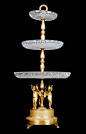 CUT CRYSTAL & DORE BRONZE 3 TIERED DESSERT STAND

