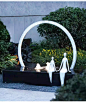 大型不锈钢雕塑定制月亮圆环圆形金属镂空户外售楼部景观装饰摆件