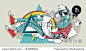 Abstract graffiti hipster illustration. Hand-drawn bizarre hipster dude on abstract triangle background. Vector illustration.-人物,抽象-海洛创意（HelloRF） - 站酷旗下品牌 - Shutterstock中国独家合作伙伴