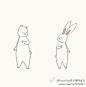 来自韩国插画家Lapinfee的小兔子，简笔画出来的可爱小兔子