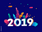 Happy New Year 2019 muzli modern illustration flat illustration gradient design gradient 2019 new year illustration design design agency design illustration art illustration new year 2019