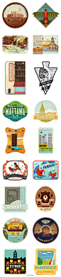 一个插画师发起的The Everywhere Project城市行李牌设计计划。下图为美国各个城市的行李牌，色调复古，风格各异。