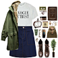 A fashion look from August 2014 featuring unisex tops, green parka coat and blue high waisted skirt. Browse and shop related looks.