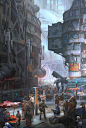 Scifi_busy_city., Yujin Choo : scifi_city_busy scene.
peoples and mechs and scifi city.