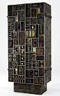 Paul Evans; Wood, Bronze and Gold Leaf Cabinet, 1972.: 