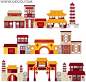 Flat Cartoon Chinese traditional architectural EPS downloads