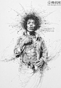 【蜂讯网】#插画##艺术插画##手绘#-----------------------------JIMI HENDRIX吉米·亨德里克斯