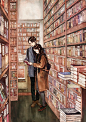 书店 插画 来自韩国插画家Aeppol