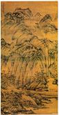 元 陈汝言《罗浮山樵图》纵107厘米，横53.5厘米。美国克利夫兰美术馆藏。