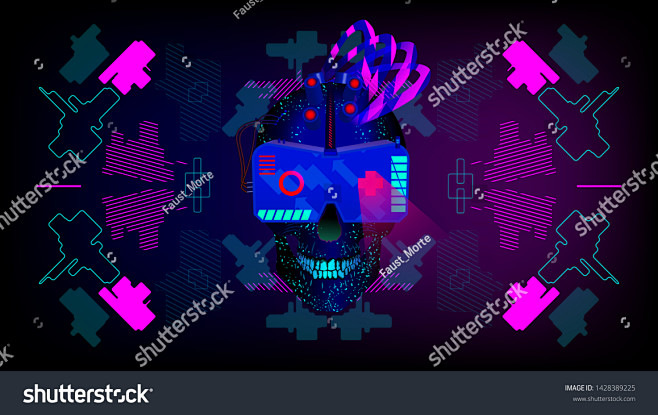 Cyberpunk Skull Impl...