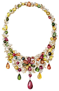 18K Yellow Gold Rainbow Tourmaline with Diamond Necklace