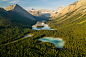 AERIAL VIEW OF MARVEL LAKE IN ALBERTA CANADA : See more
