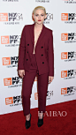 克里斯汀·斯图尔特 (Kristen Stewart) ，10月4日，2016年纽约电影节《某种女人》首映式，西服套装：Sandro